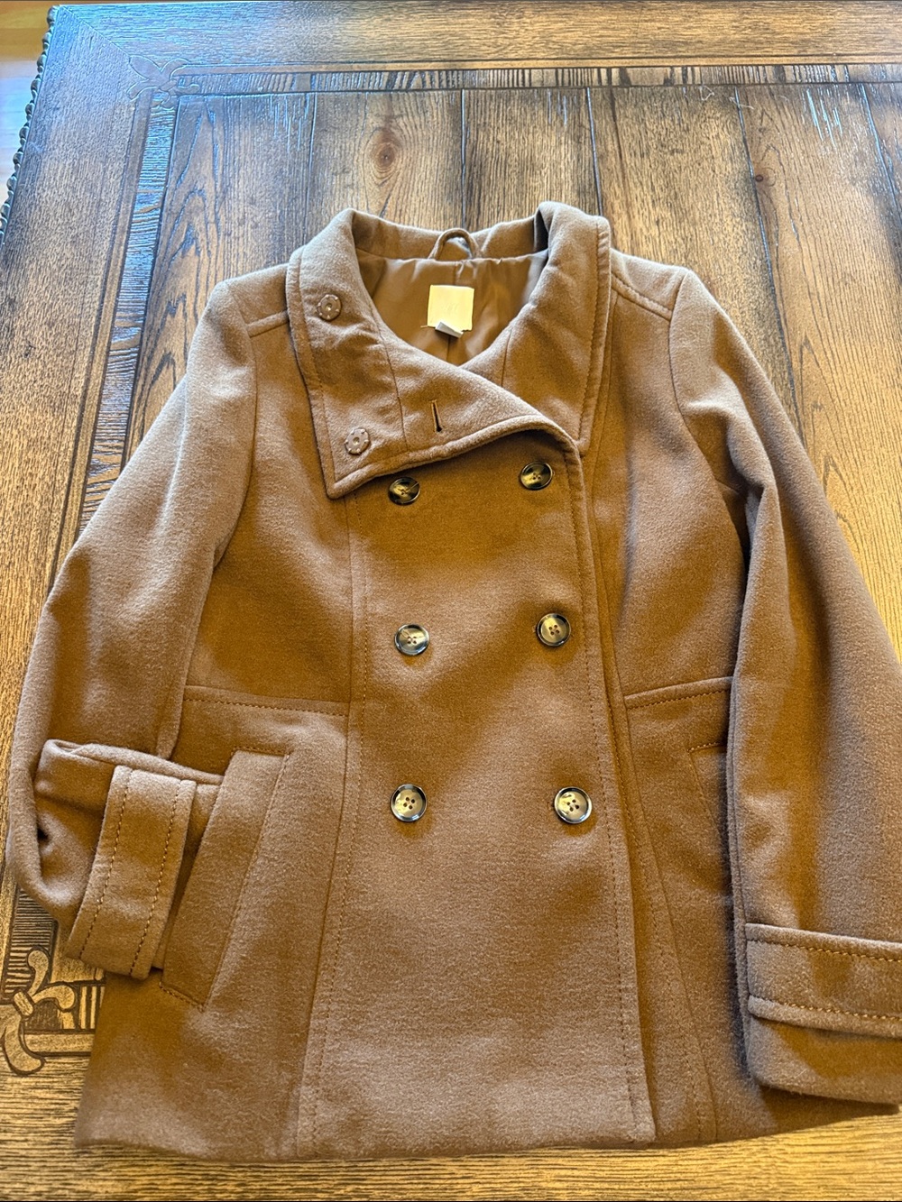 H&M Brown Double-Breasted Pea Coat